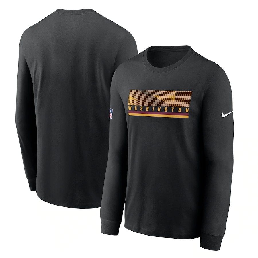 Men's Washington Football Team 2020 Black Sideline Impact Legend Performance Long Sleeve T-Shirt